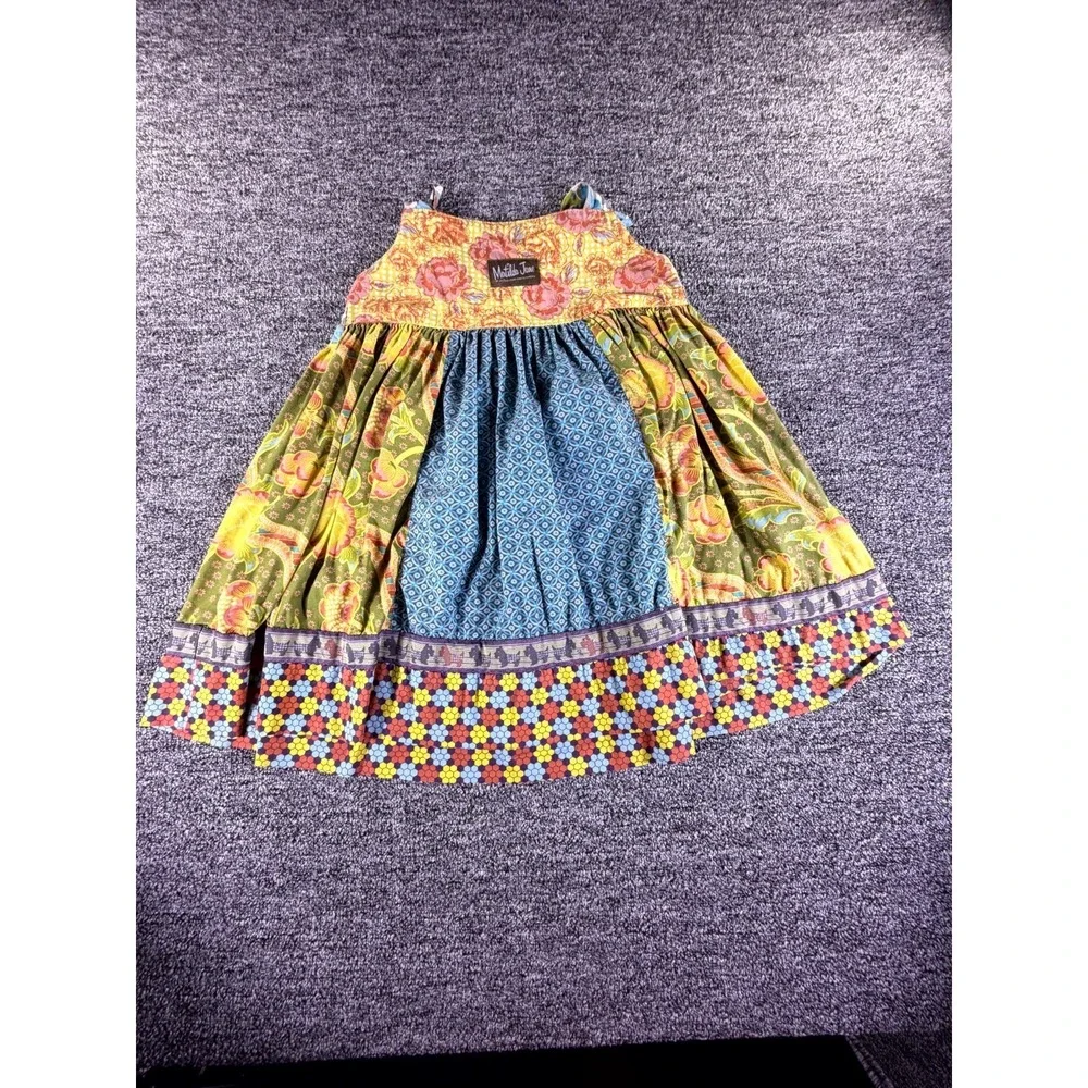 Matilda Jane You & Me Leona Knot Dress Girls 8 Multicolor Patchwork Floral Print